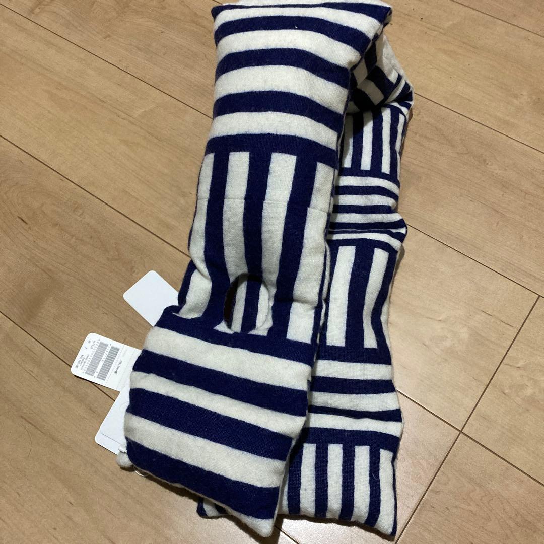 新品未使用　mina perhonen ミナペルホネン ダウンマフラー 白✖️青