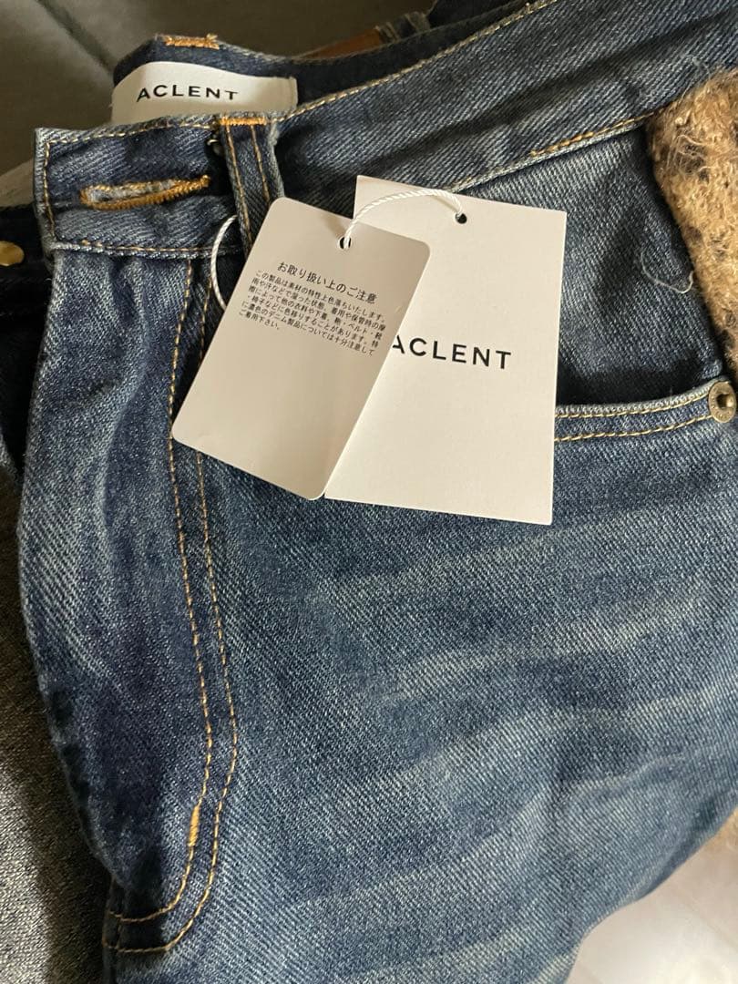 美品　ACLENT アクレント　ジャガードニットJ/Wストレートデニムパンツ
