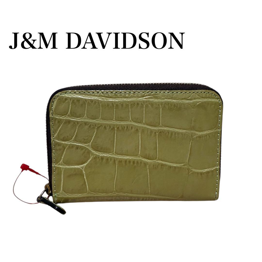 J&M DAVIDSON クロコ型 レザー 二つ折り カードケース 財布
