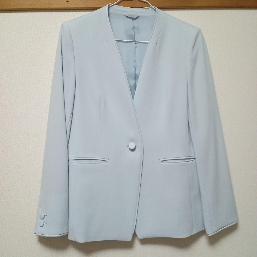 [美品]ANAYI トリアセジョーゼットノーカラージャケット