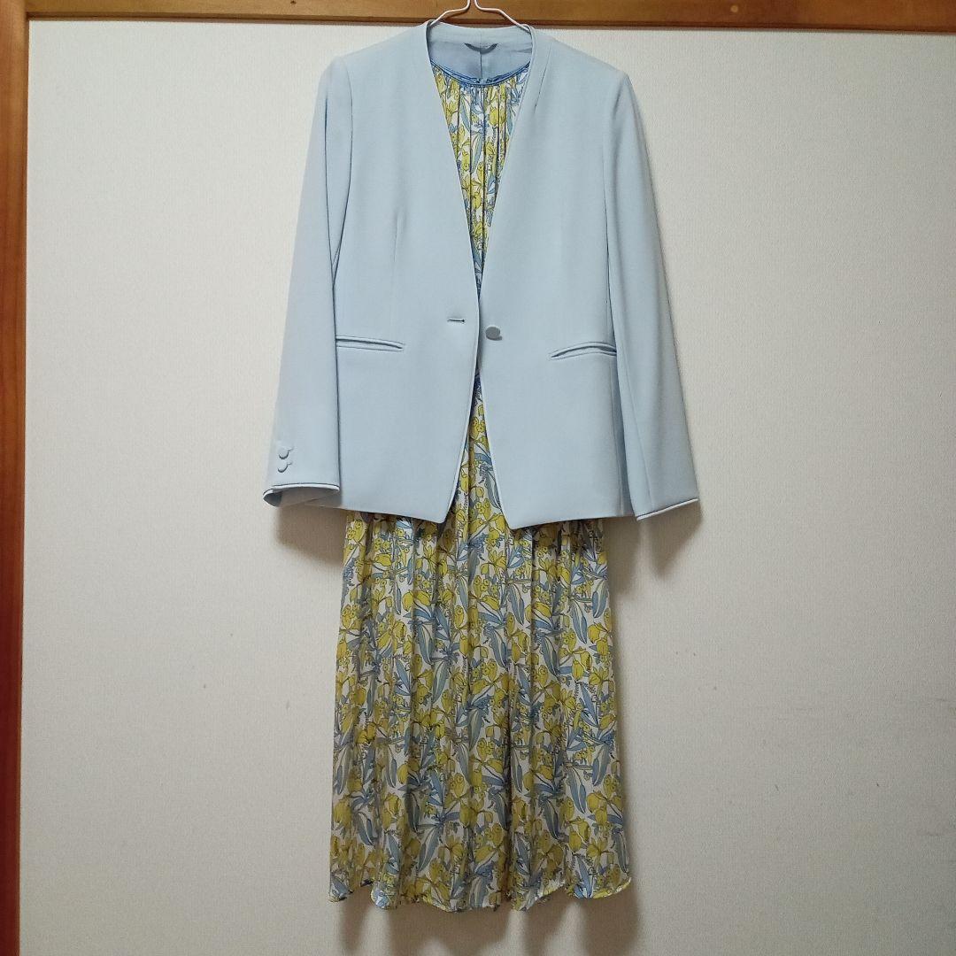 [美品]ANAYI トリアセジョーゼットノーカラージャケット