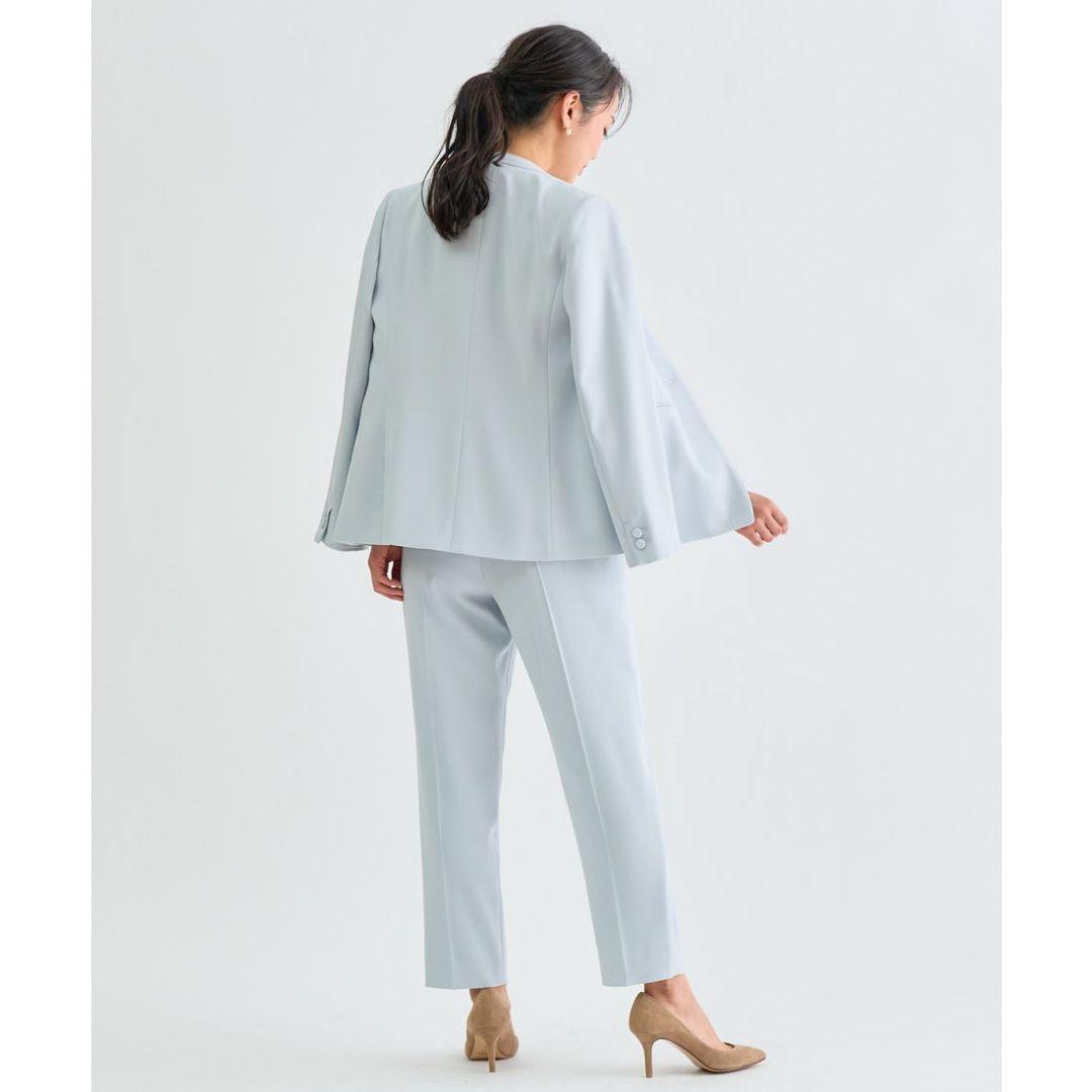 [美品]ANAYI トリアセジョーゼットノーカラージャケット
