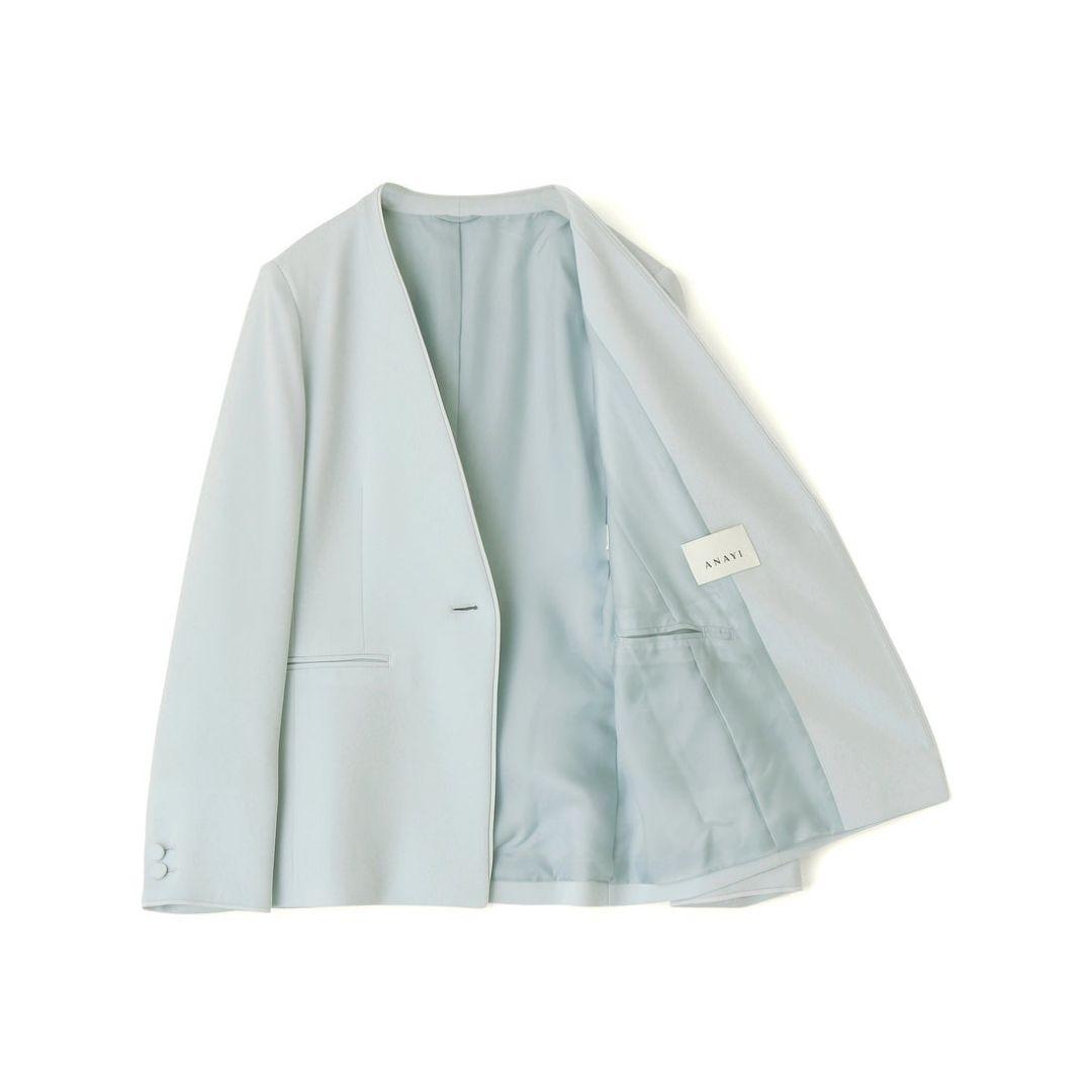 [美品]ANAYI トリアセジョーゼットノーカラージャケット