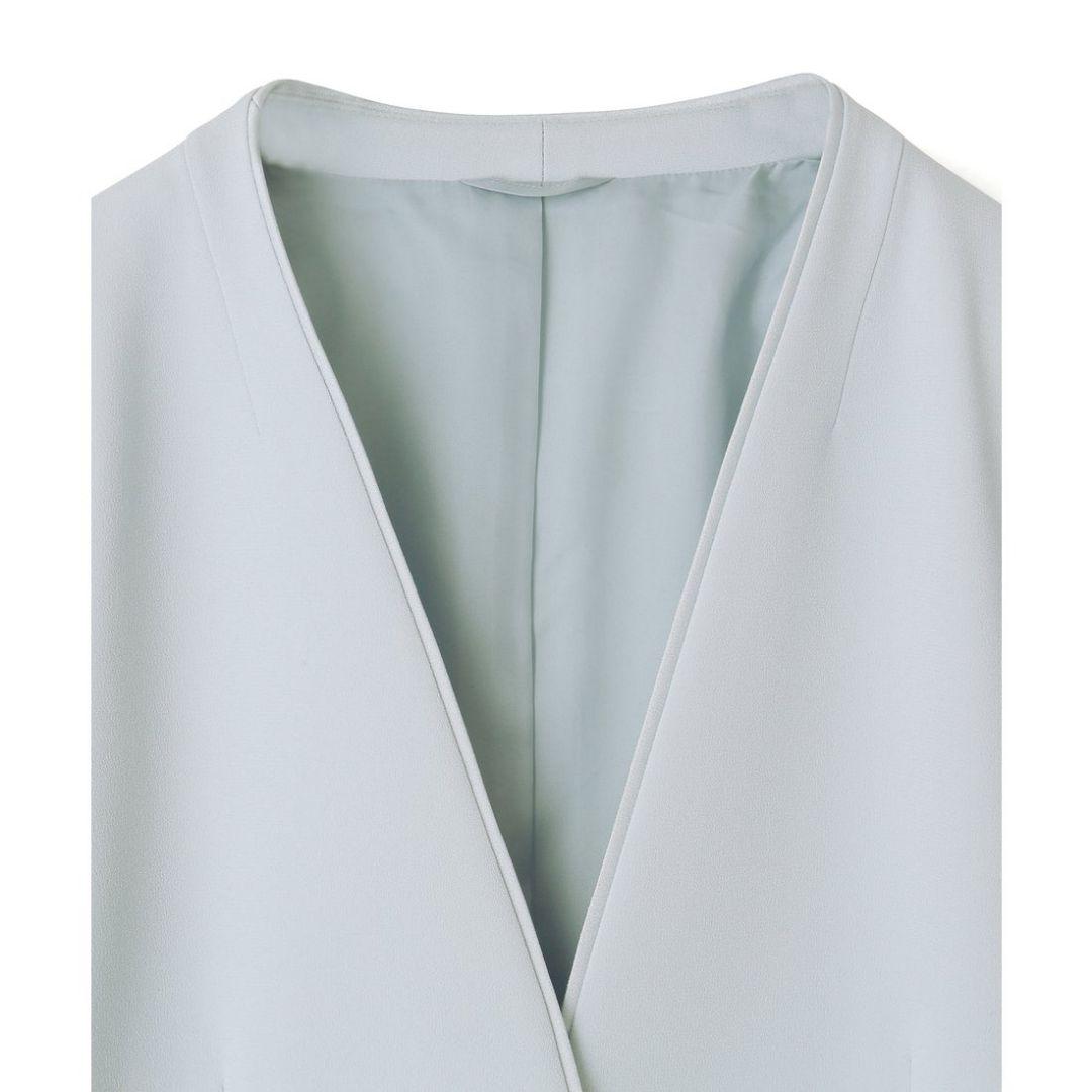 [美品]ANAYI トリアセジョーゼットノーカラージャケット