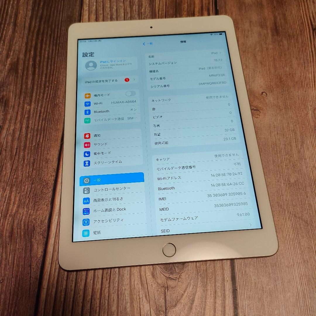 iPad 第6世代 32GB シルバー SIMフリー 美品