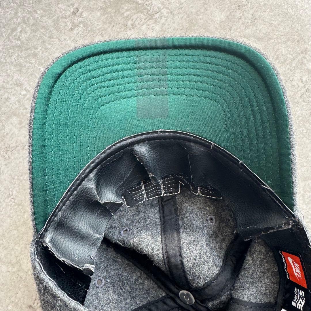 希少 ゴツナイキ ゴツロゴ ナイキ ウール キャップ つば裏緑 グレー