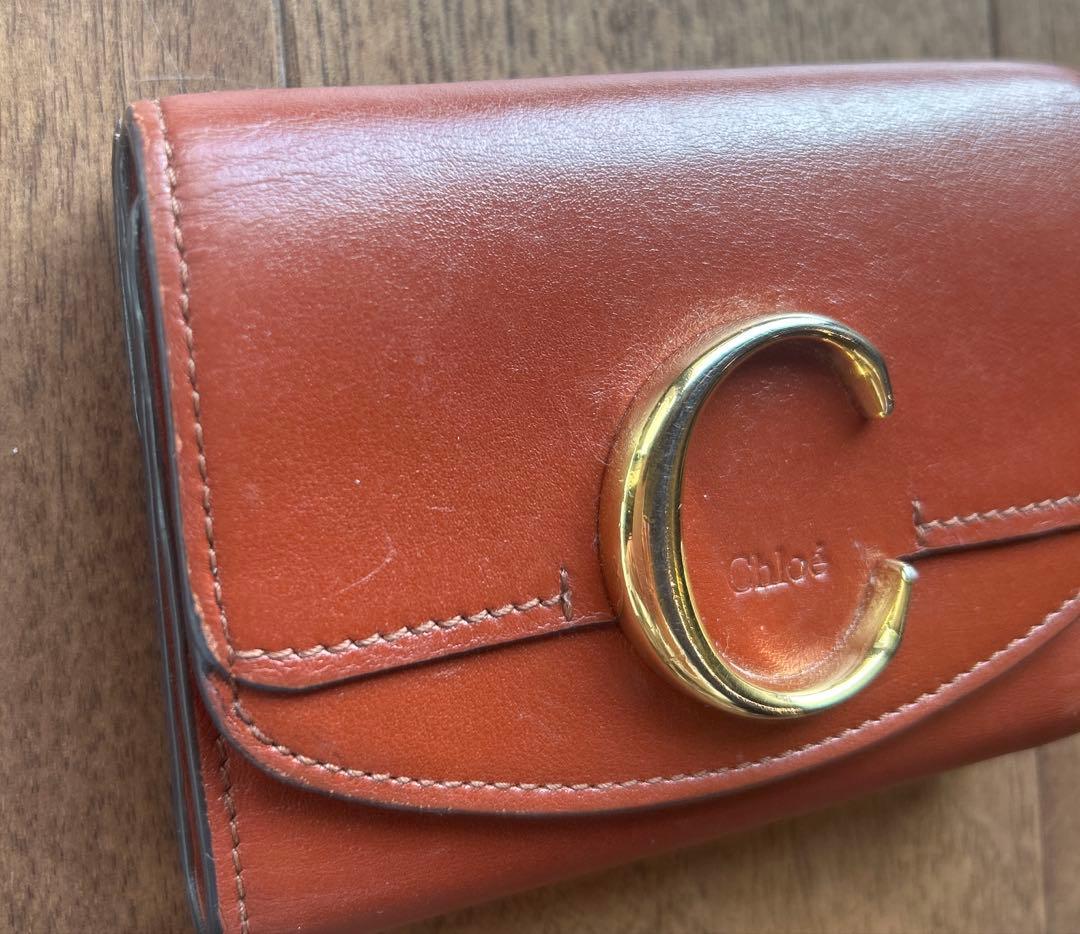 Chloé Cロゴ三つ折り財布 ブラウン