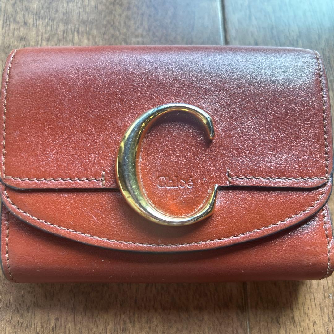 Chloé Cロゴ三つ折り財布 ブラウン