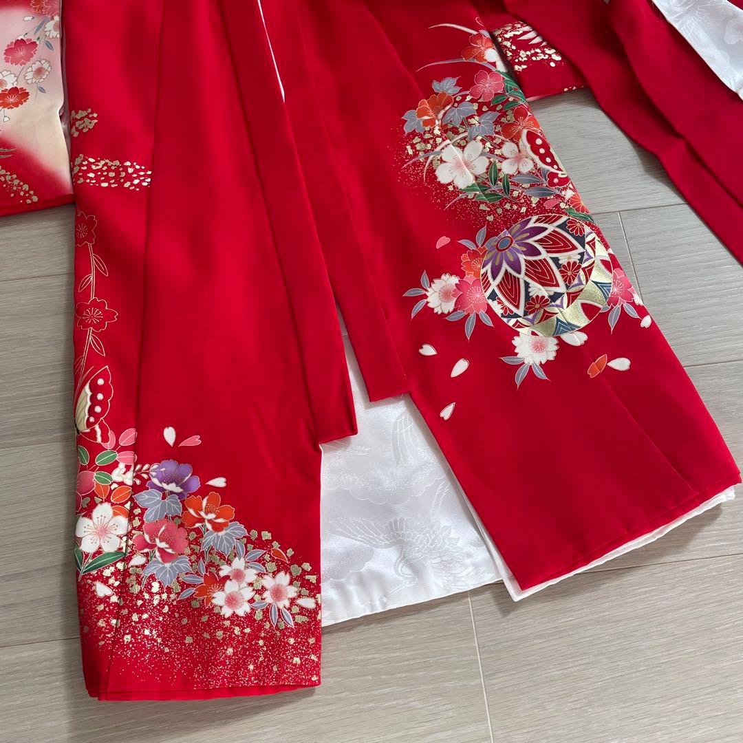 お宮参り 産着 祝い着 赤 花 鞠 鶴 女の子