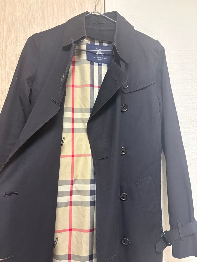 【BURBERRY】ライナー付き トレンチコート レディース38 ブラック