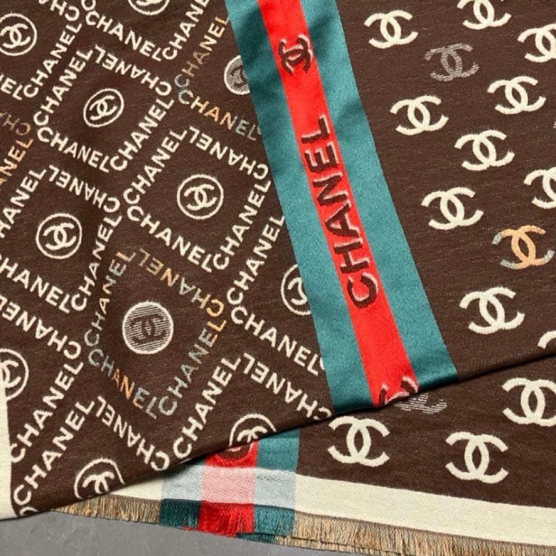 CHANEL 大判　スカーフ　マフラー　レディース　ロゴマフラー　ブラウン　春物