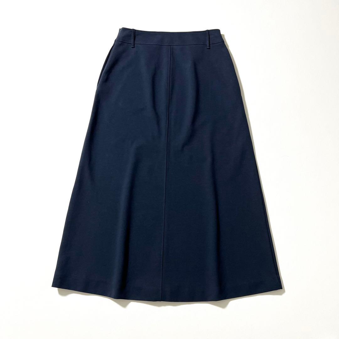 3417【美品】ブルネロクチネリ ロングスカート ストレッチ 紺 S