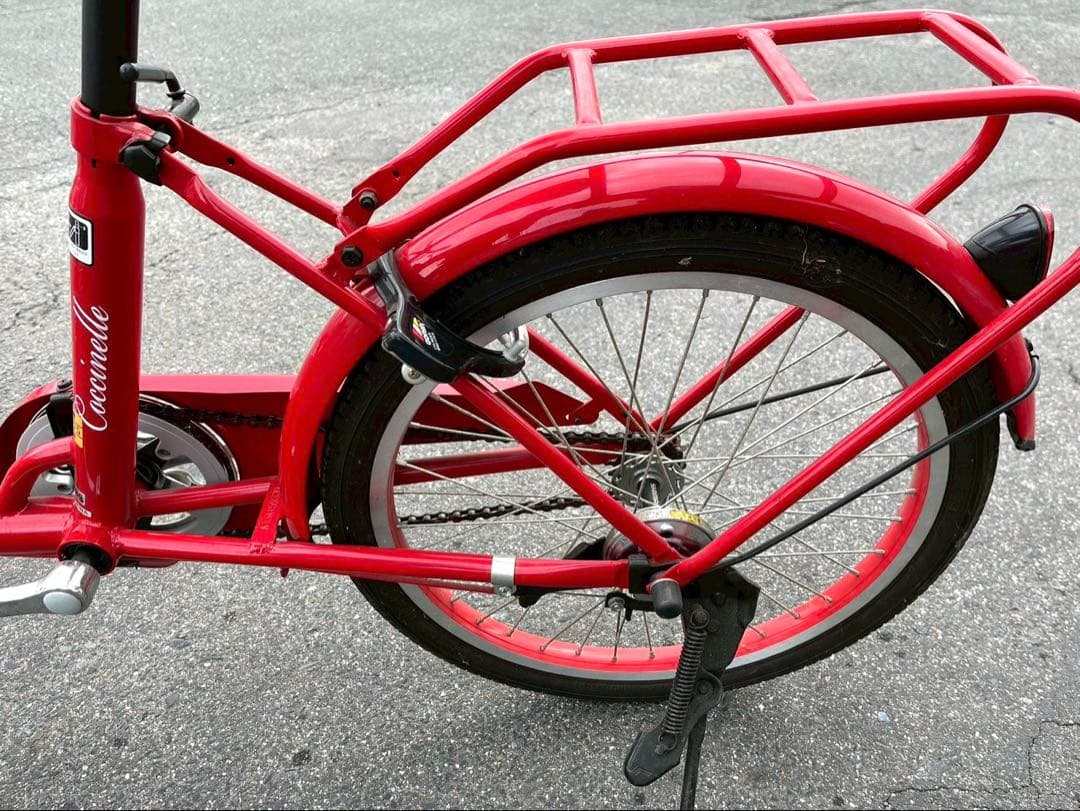 coccinelle 自転車 赤 レトロ おしゃれ コンパクト車【引き取り】