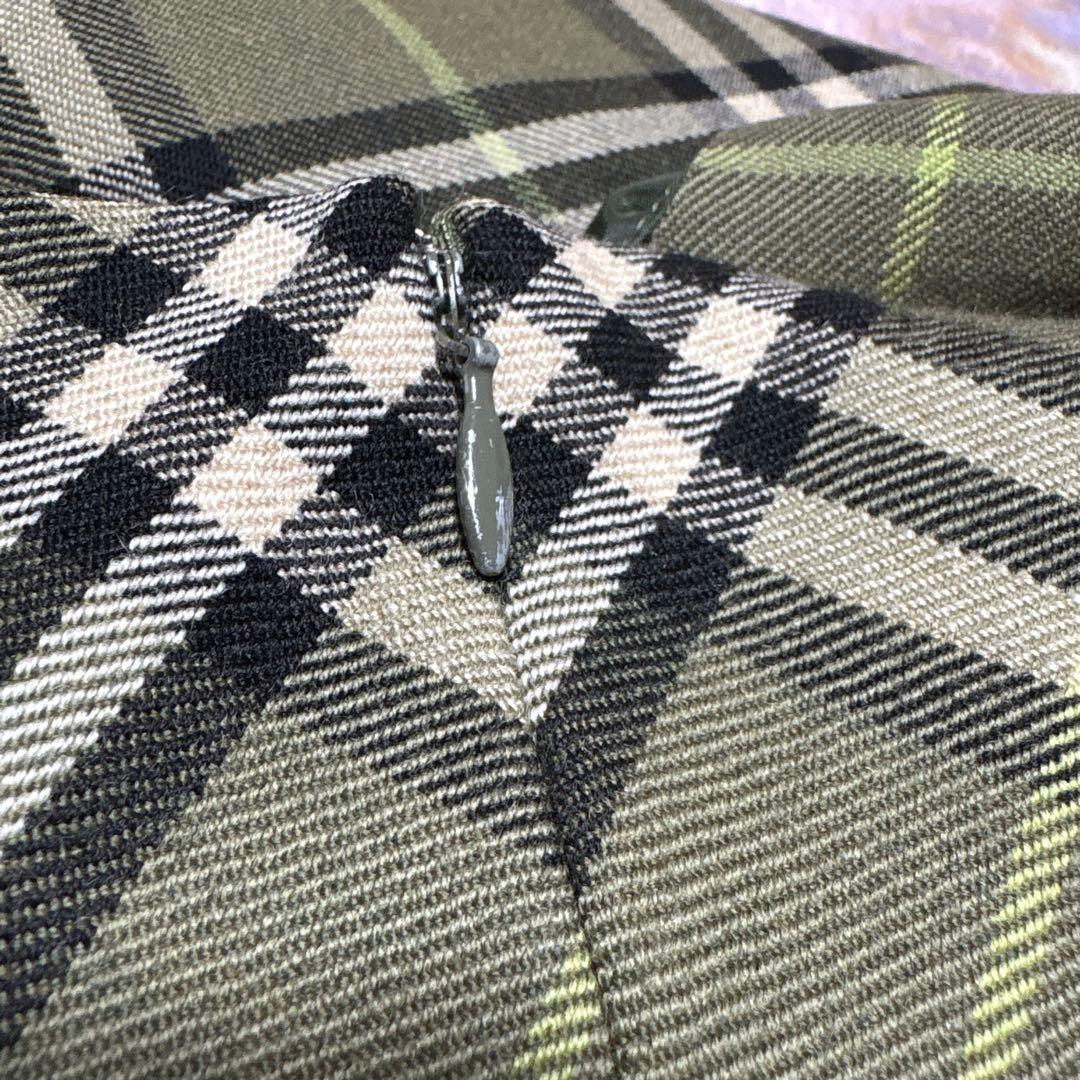 BURBERRYオリーブグリーン チェック柄 ノースリーブ ワンピース