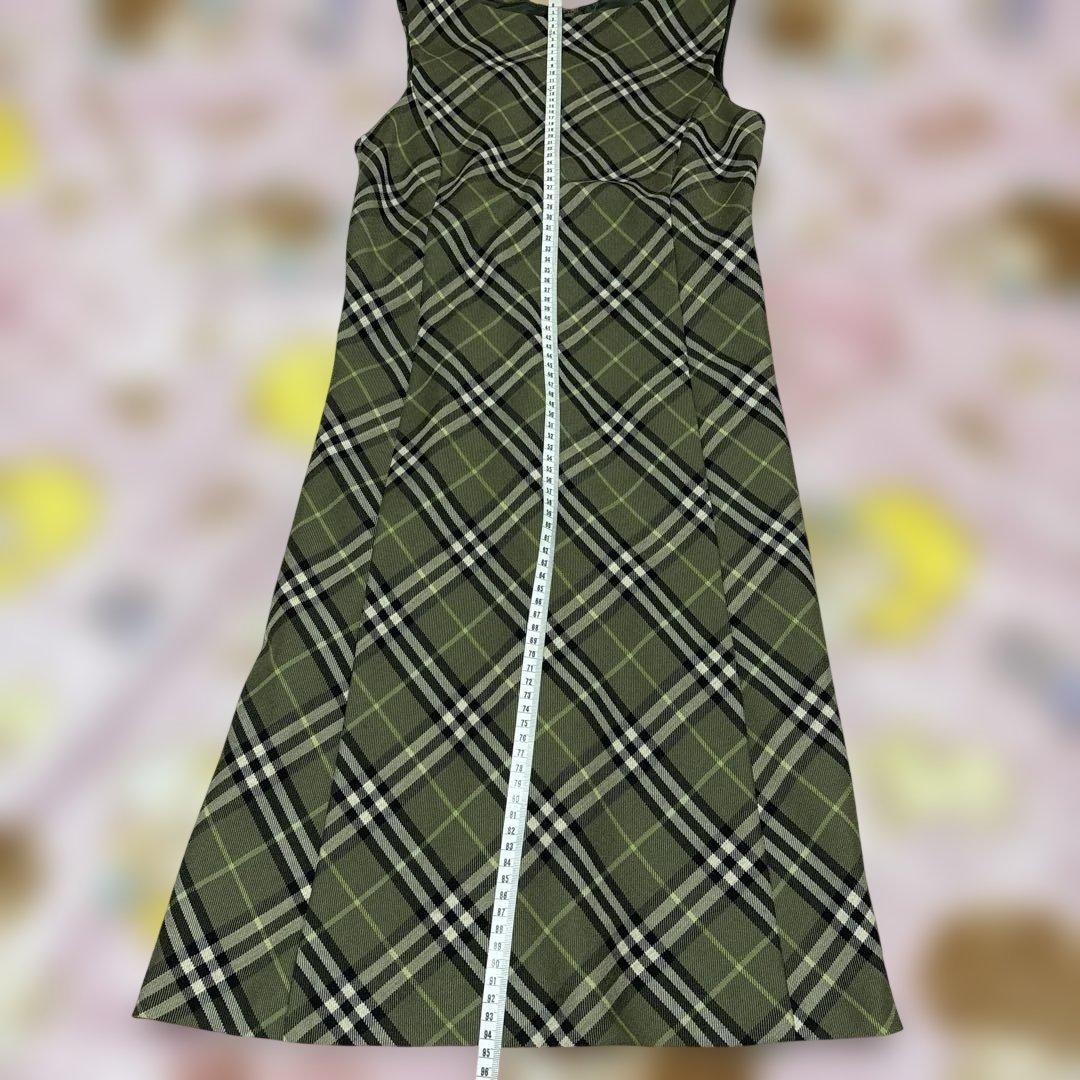 BURBERRYオリーブグリーン チェック柄 ノースリーブ ワンピース