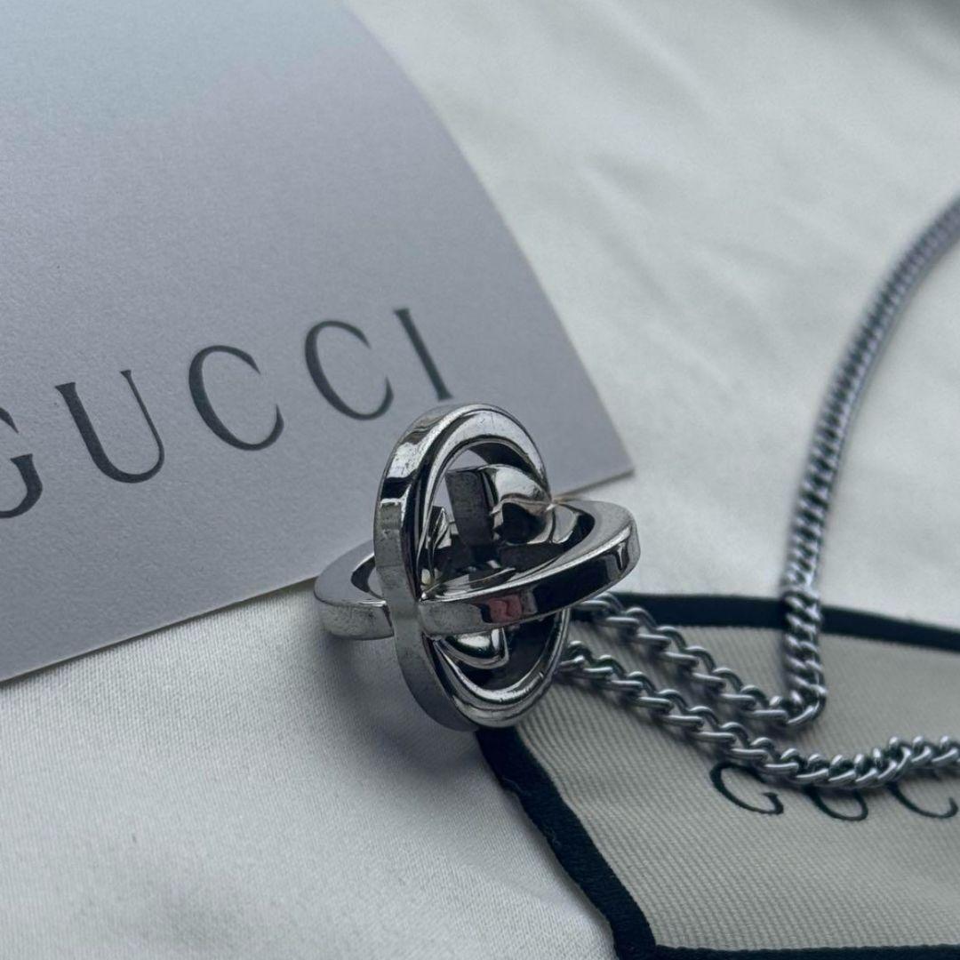 【極美品】GUCCI グッチ 立体 チャーム&ネックレス シルバー GG