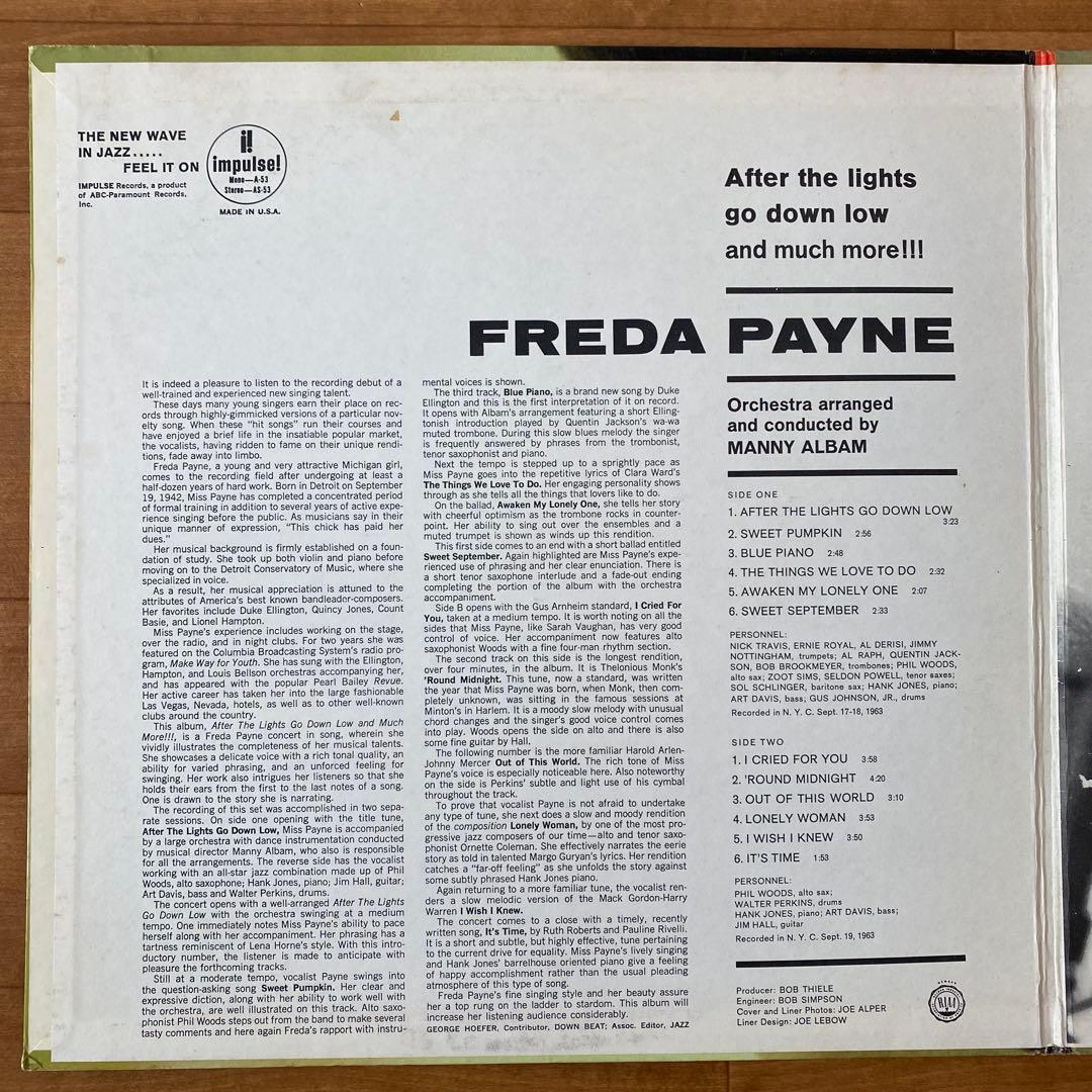 洋楽 FREDA PAYNE AFTER THE LIGHTS GO DOWN LOW