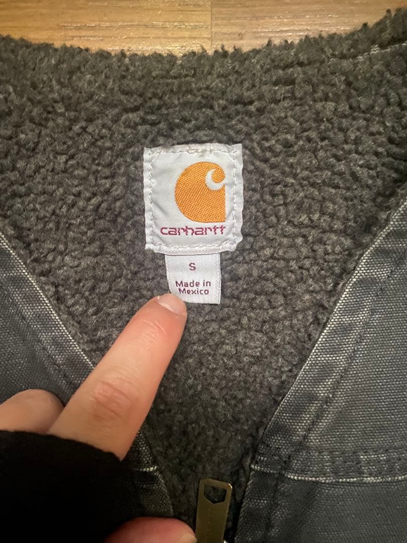 Carhartt ダックベスト S ブラック フェード 古着 ボア カーハート