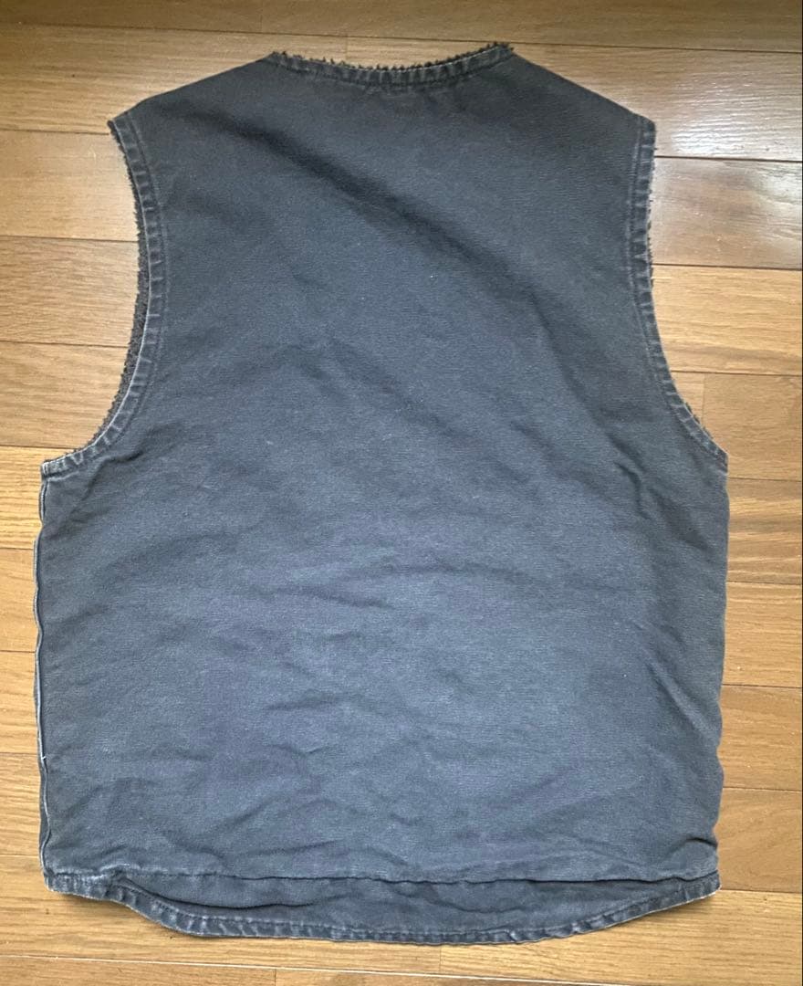 Carhartt ダックベスト S ブラック フェード 古着 ボア カーハート