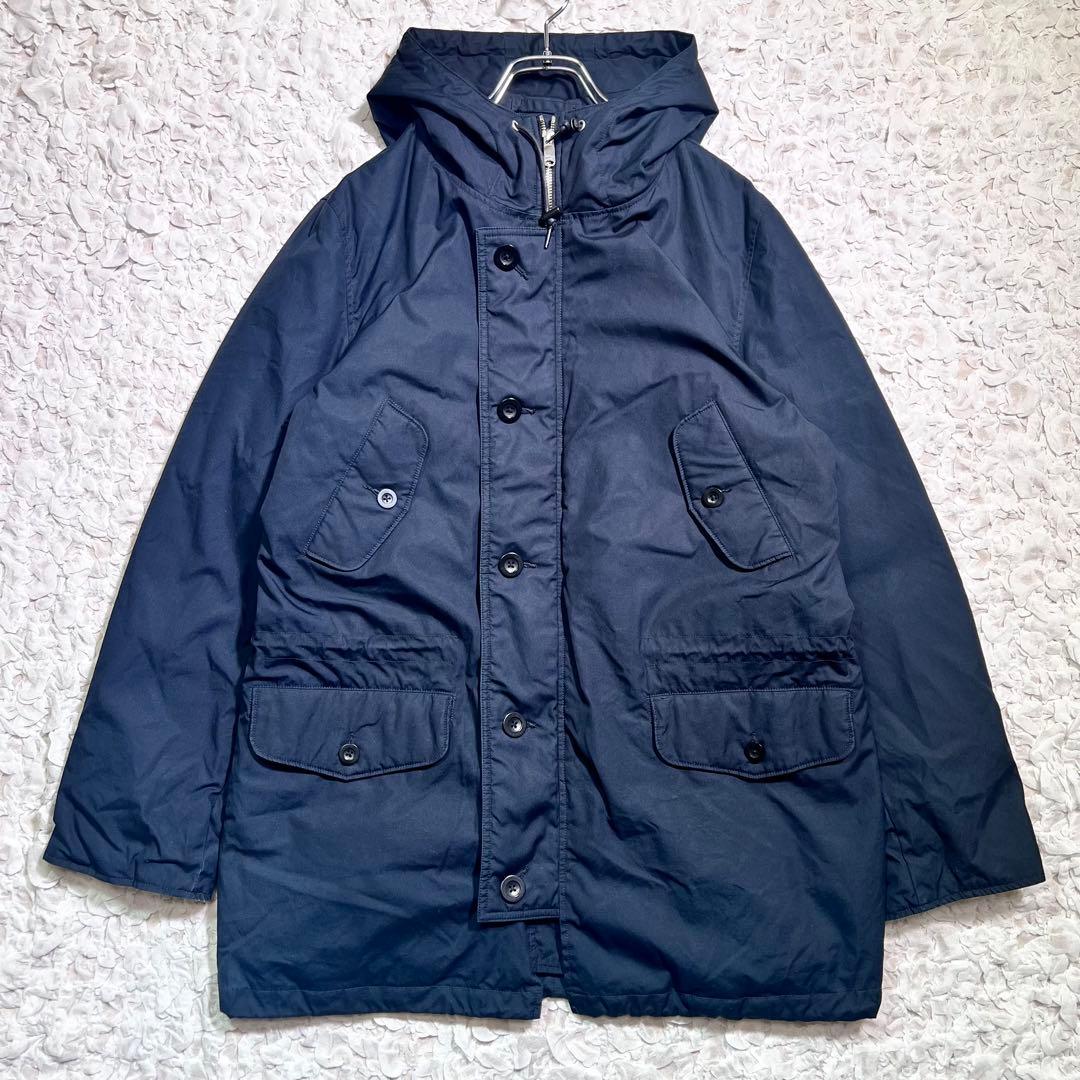 『MHL.』　モッズコート　ダウンジャケット　フード　上品　ネイビー　【L】