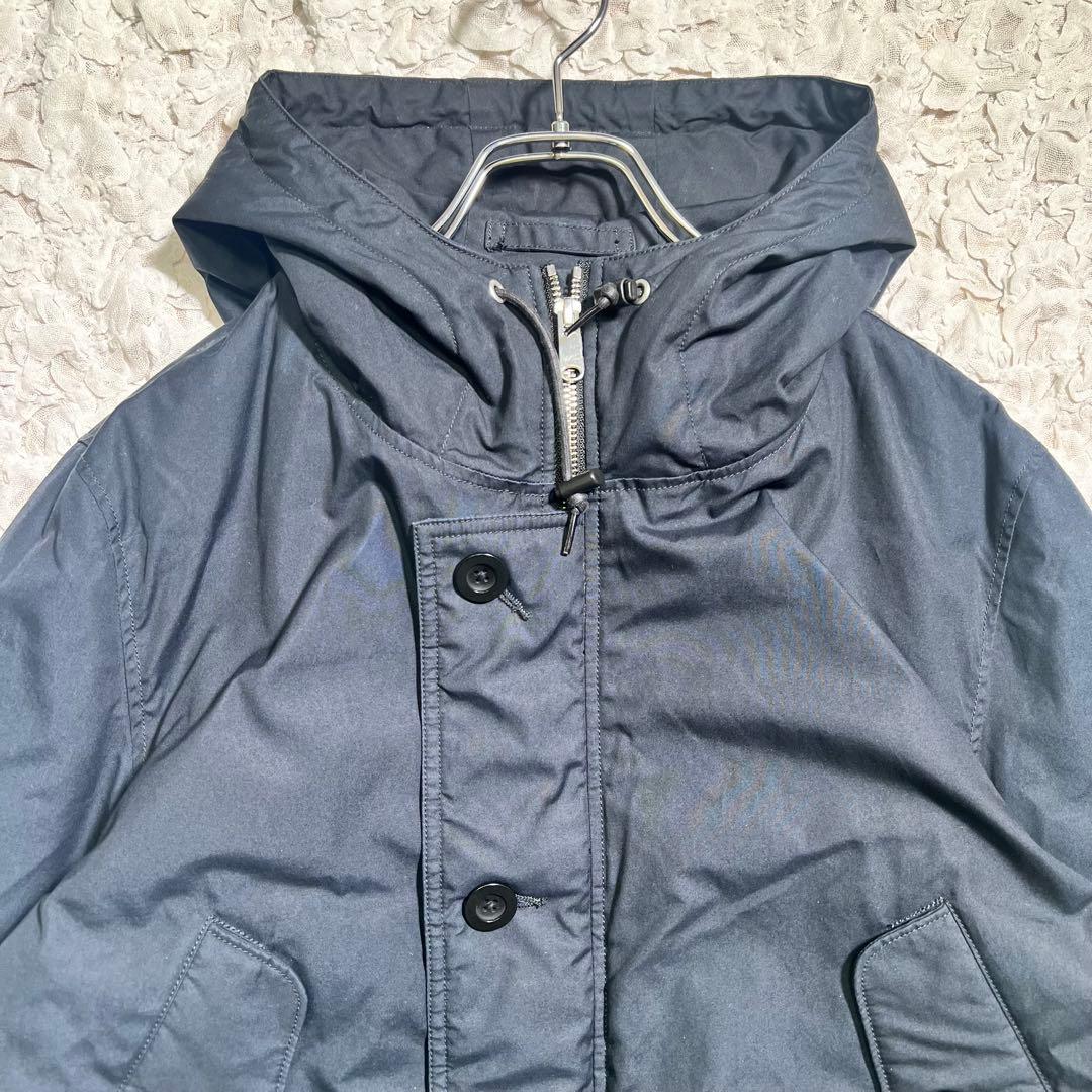 『MHL.』　モッズコート　ダウンジャケット　フード　上品　ネイビー　【L】