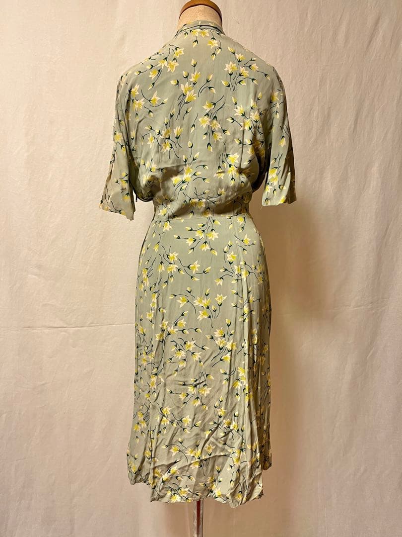 40s 50s Vintage レーヨン ワンピース ドレス ロカビリー