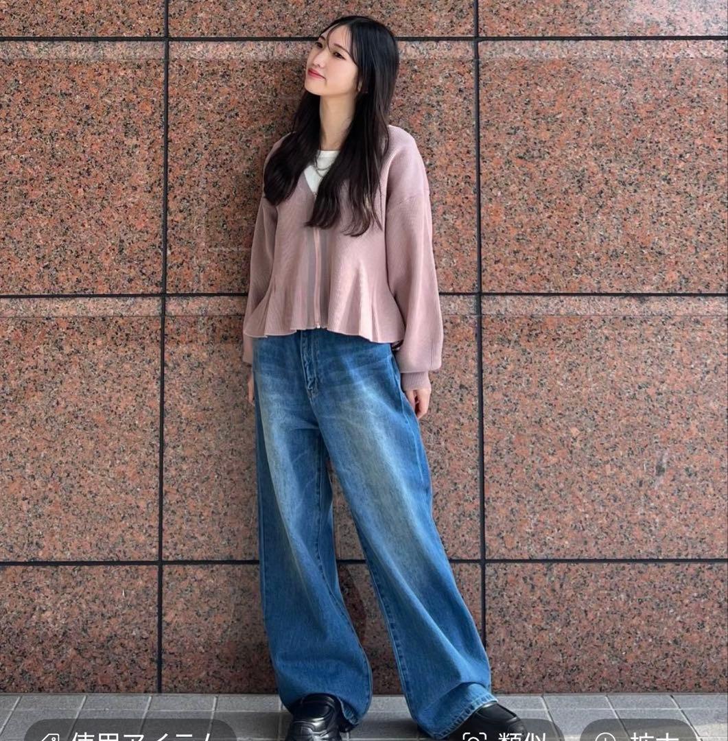 本日限定価格　JEANASIS ぺプラムzip VカーディガンFREEサイズ
