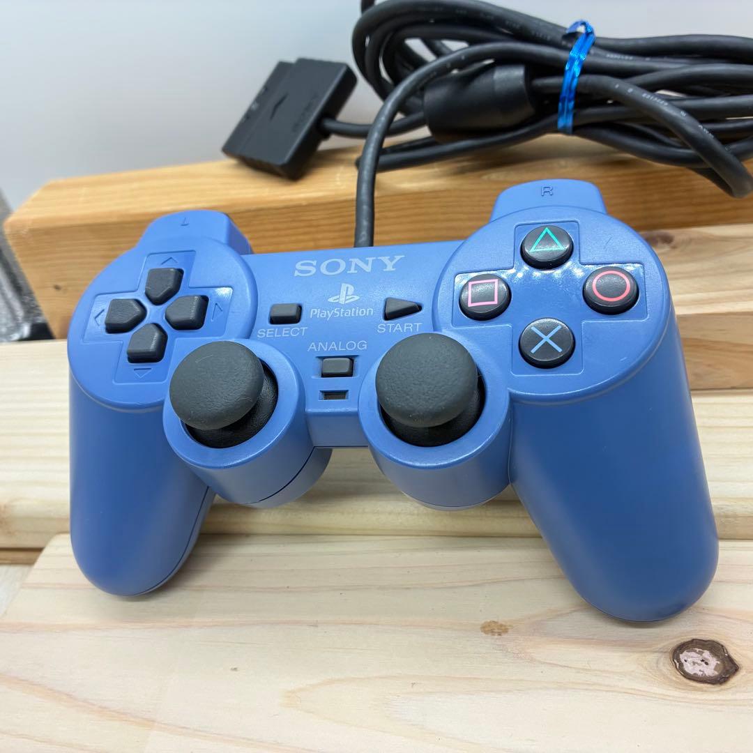 純正品 希少色 プレイステーション２ コントローラ ブルー