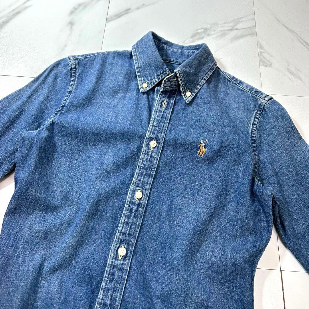 人気✨RALPH LAUREN デニム シャツワンピース ポニー刺繍 洗える