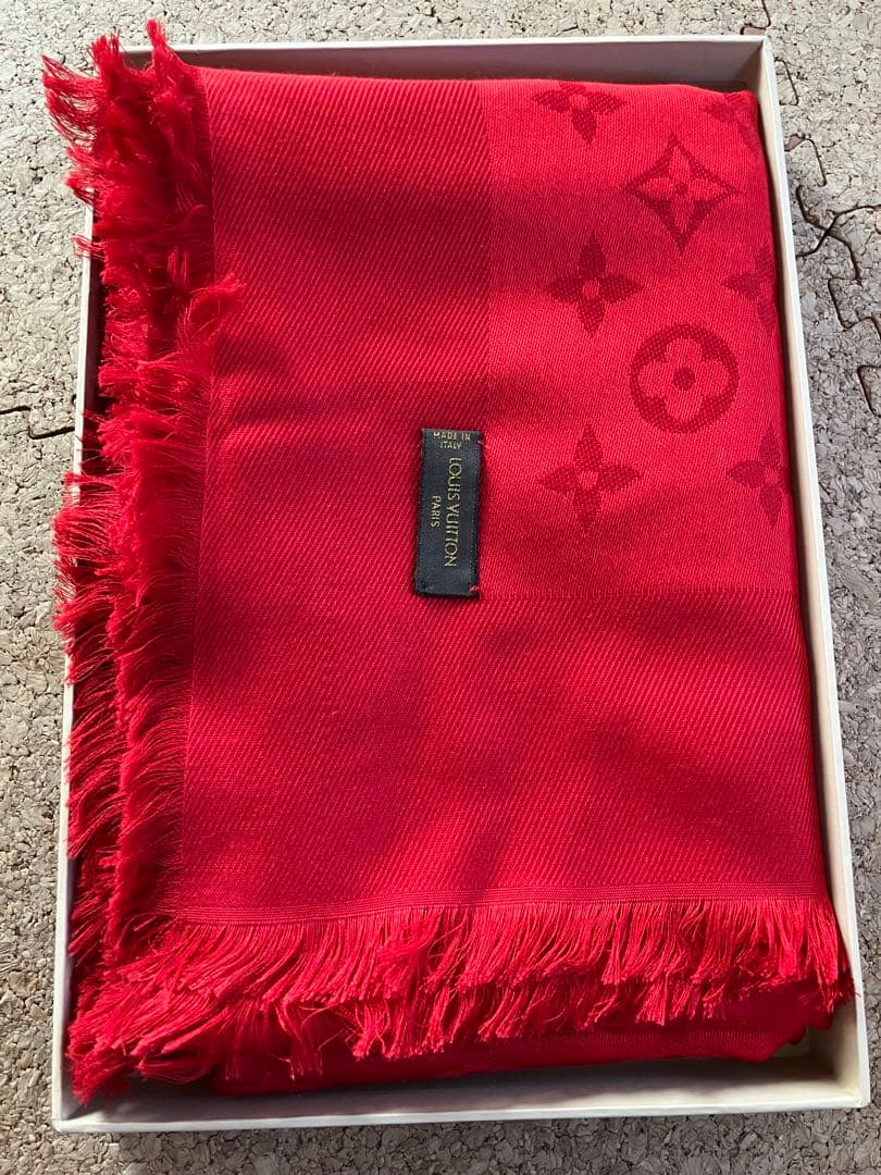 LOUIS VUITTON レッド ストール　シルクウール