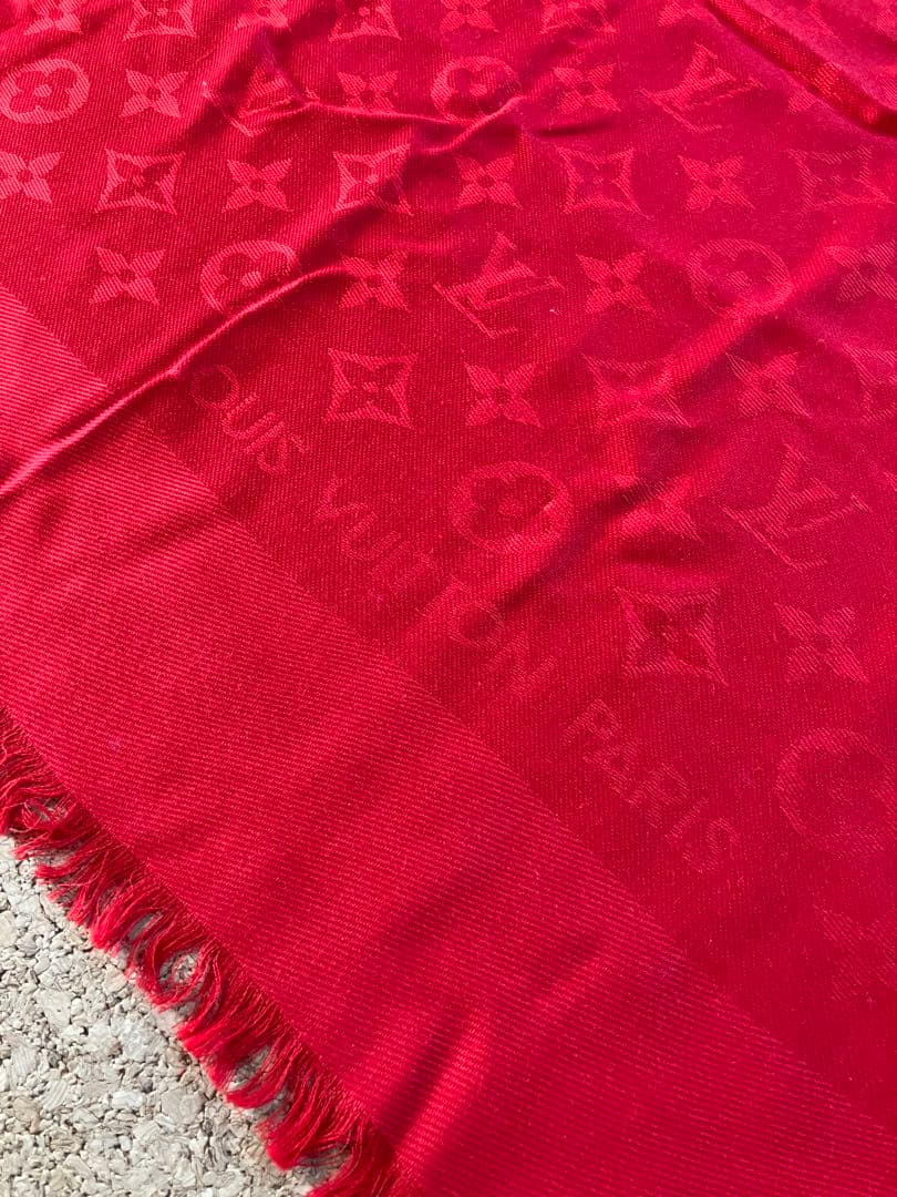 LOUIS VUITTON レッド ストール　シルクウール
