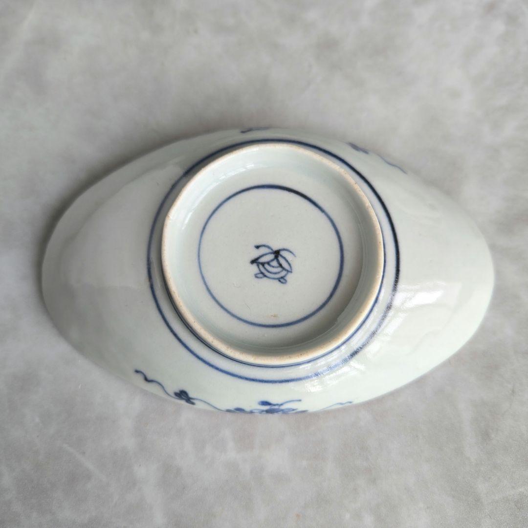 古伊万里　染付　舟形　小皿　鳥　鷺　舟　アンティーク　骨董　磁器　江戸時代