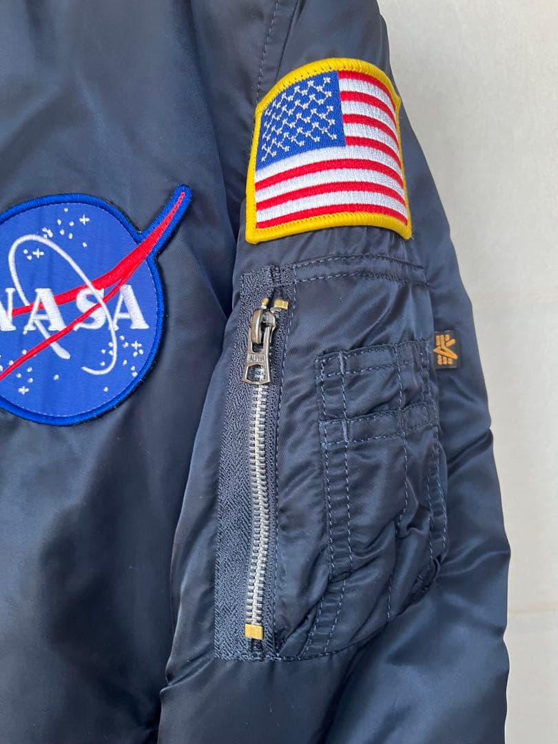 ★美品★ NASA × ALPHA USAジャケット　ネイビー×レッドインナー