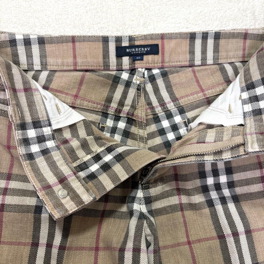 BURBERRY バーバリー ノバチェック ロングパンツ デニム素材 希少 L