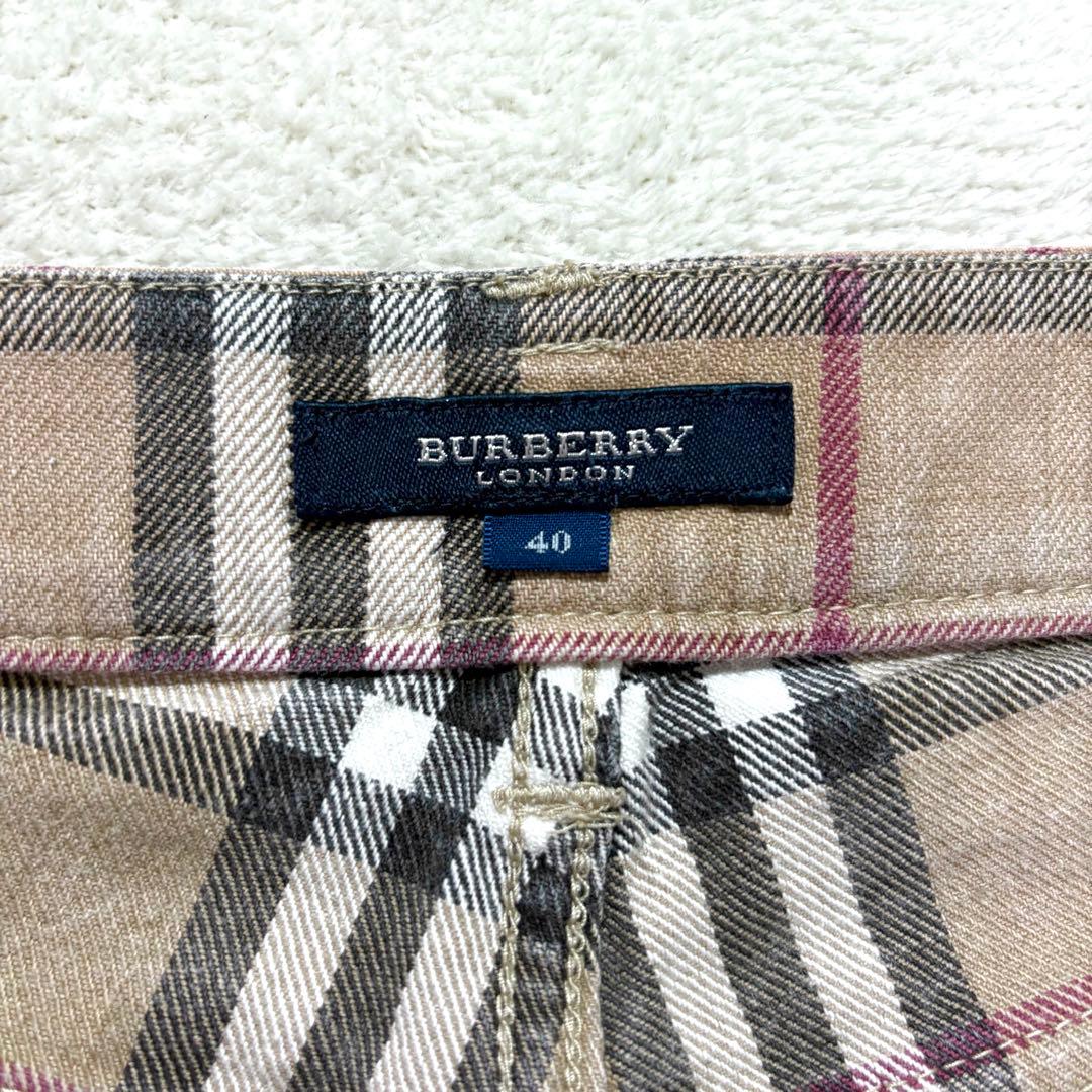 BURBERRY バーバリー ノバチェック ロングパンツ デニム素材 希少 L