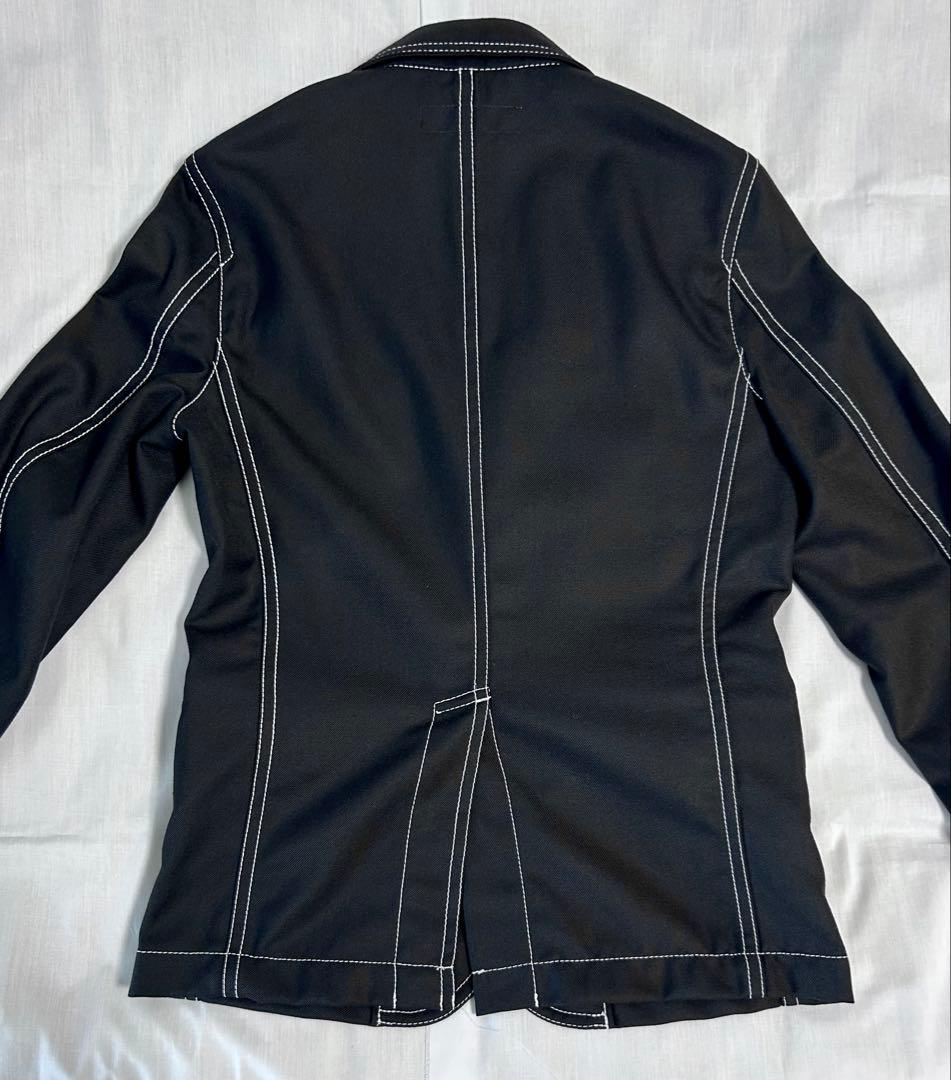 【未使用級】極美品 コムデギャルソンシャツ ウールジャケット 白ステッチ XS