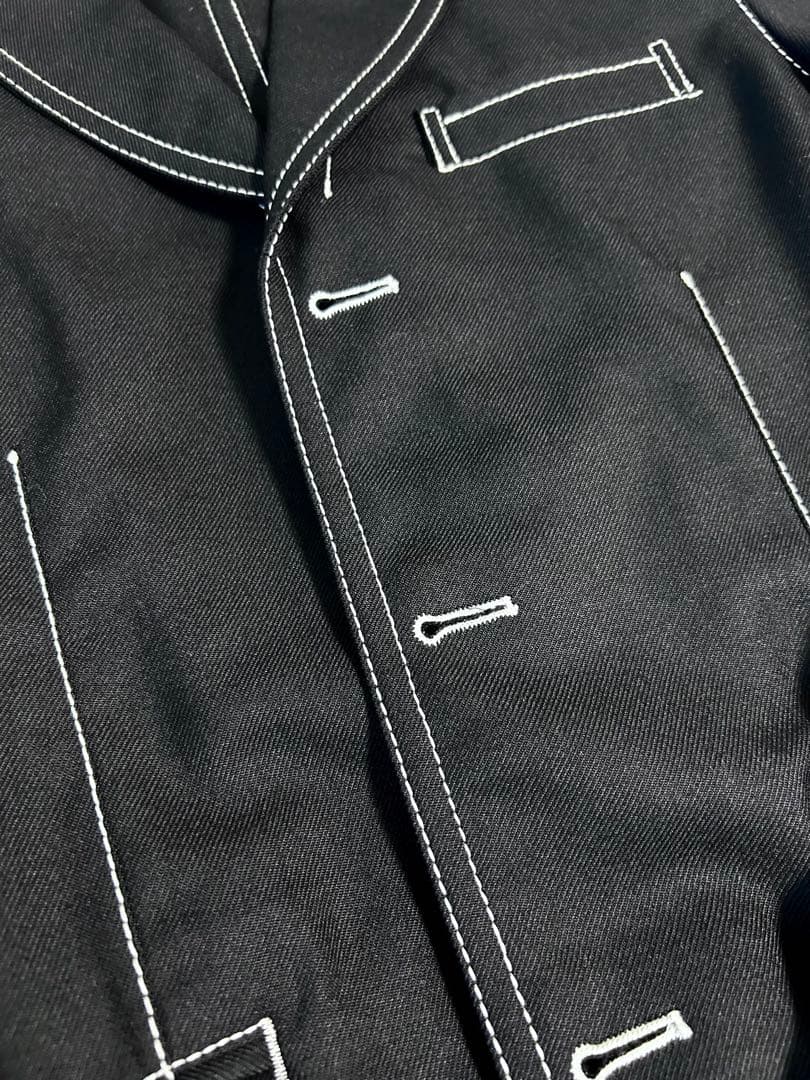 【未使用級】極美品 コムデギャルソンシャツ ウールジャケット 白ステッチ XS
