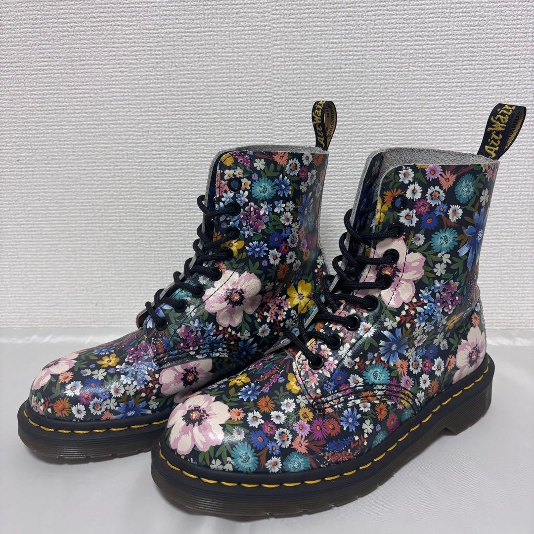 極美品■Dr.Martens■PASCAL WL 8H 花柄 レザー ブーツ