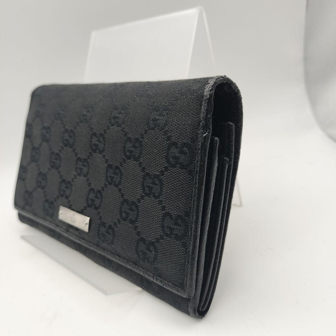 ◎グッチ　長財布　財布　ウォレット　GGキャンバス　がま口　ブラック