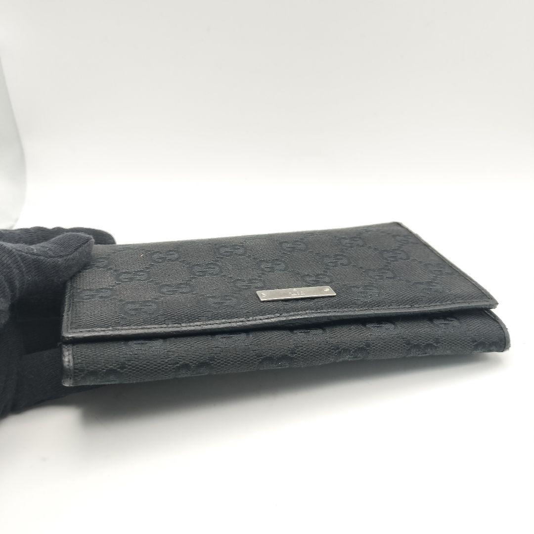 ◎グッチ　長財布　財布　ウォレット　GGキャンバス　がま口　ブラック