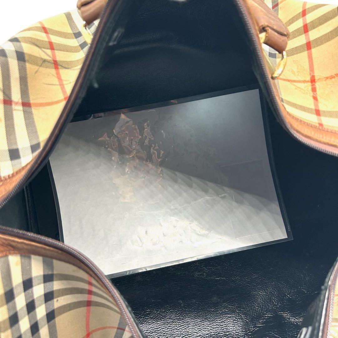 良品 786 BURBERRY ボストンバッグ ノバチェック シャドーホース