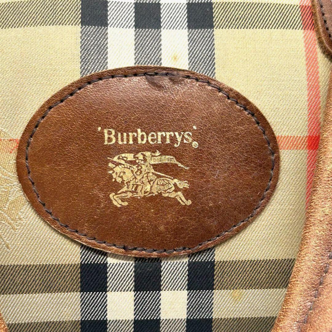 良品 786 BURBERRY ボストンバッグ ノバチェック シャドーホース