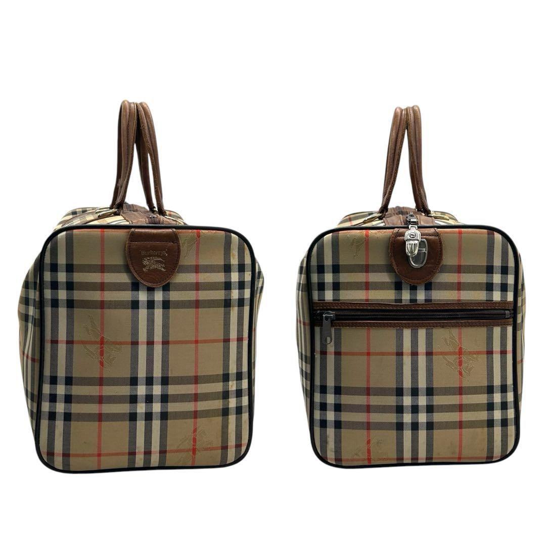 良品 786 BURBERRY ボストンバッグ ノバチェック シャドーホース