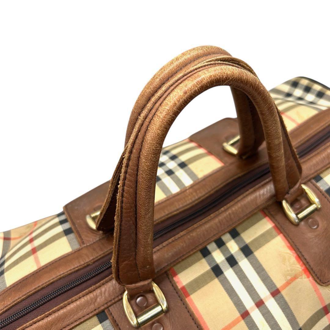 良品 786 BURBERRY ボストンバッグ ノバチェック シャドーホース