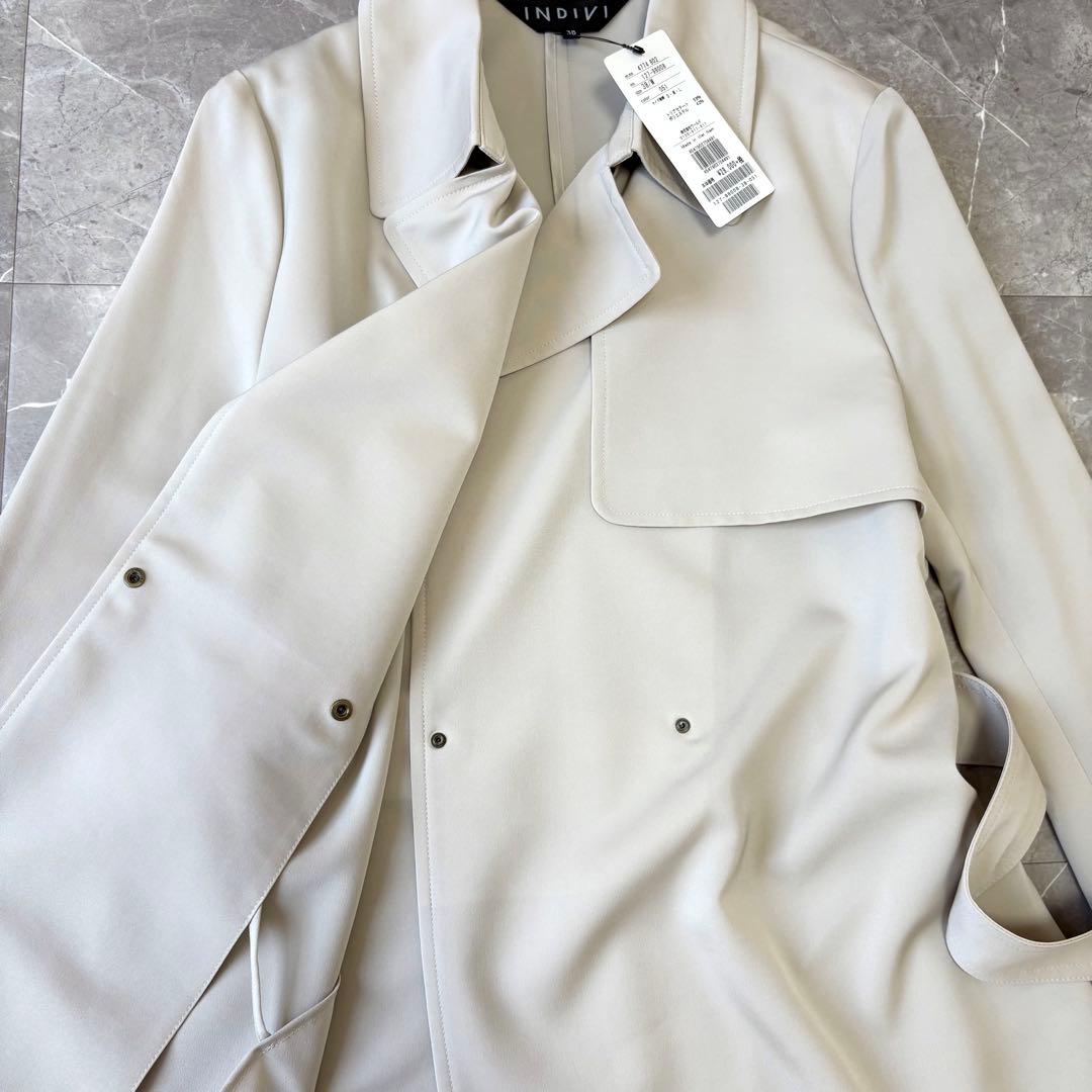 新品タグ付✨INDIVI スプリングコート【定価3万】グレージュ 38 トリアセ