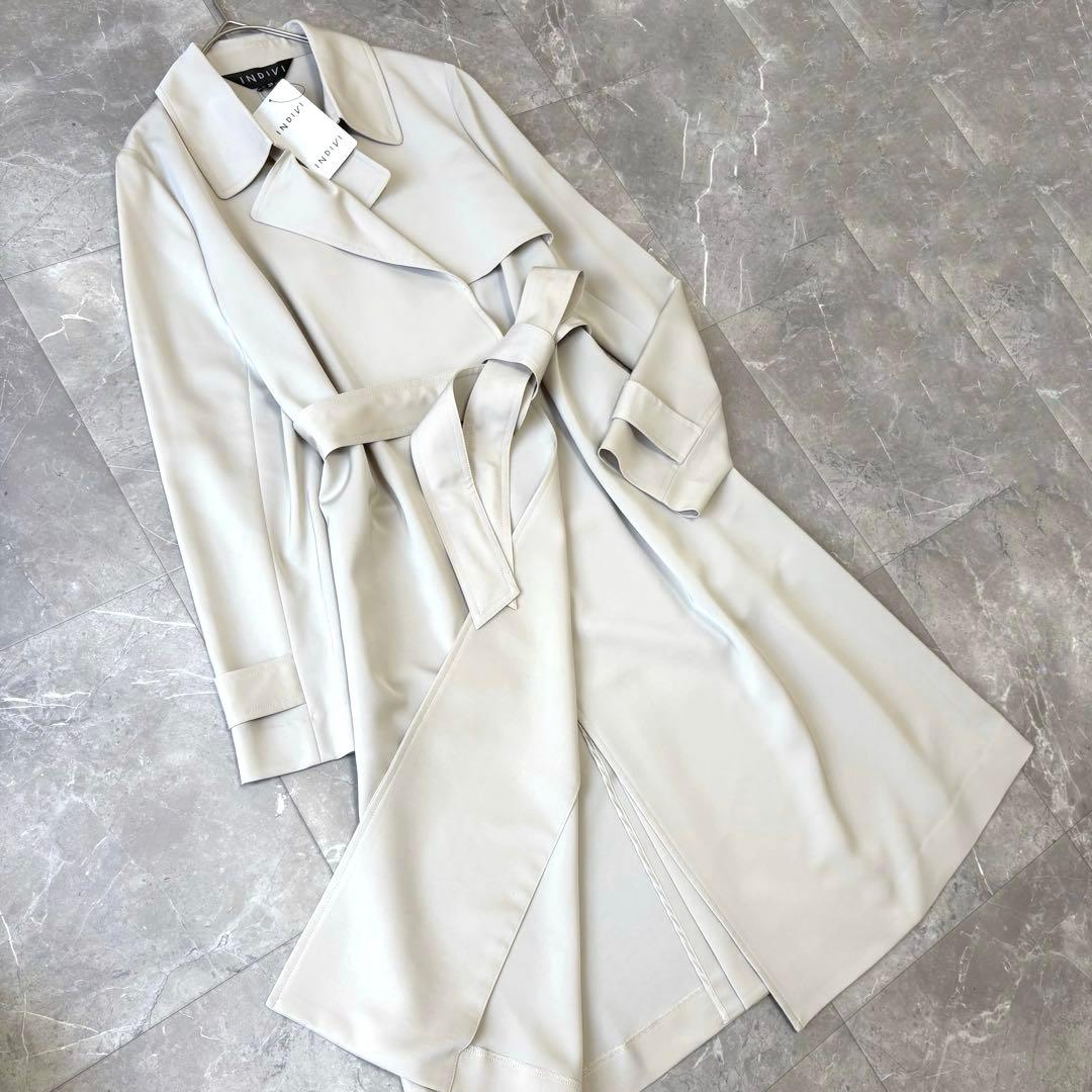 新品タグ付✨INDIVI スプリングコート【定価3万】グレージュ 38 トリアセ