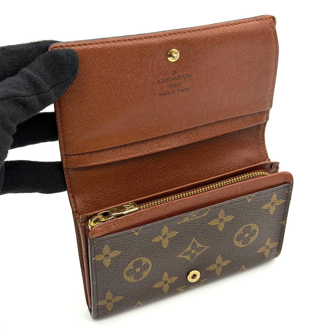 【美品】ルイヴィトン モノグラム ポルトモネ ビエ トレゾール L字 財布 茶色