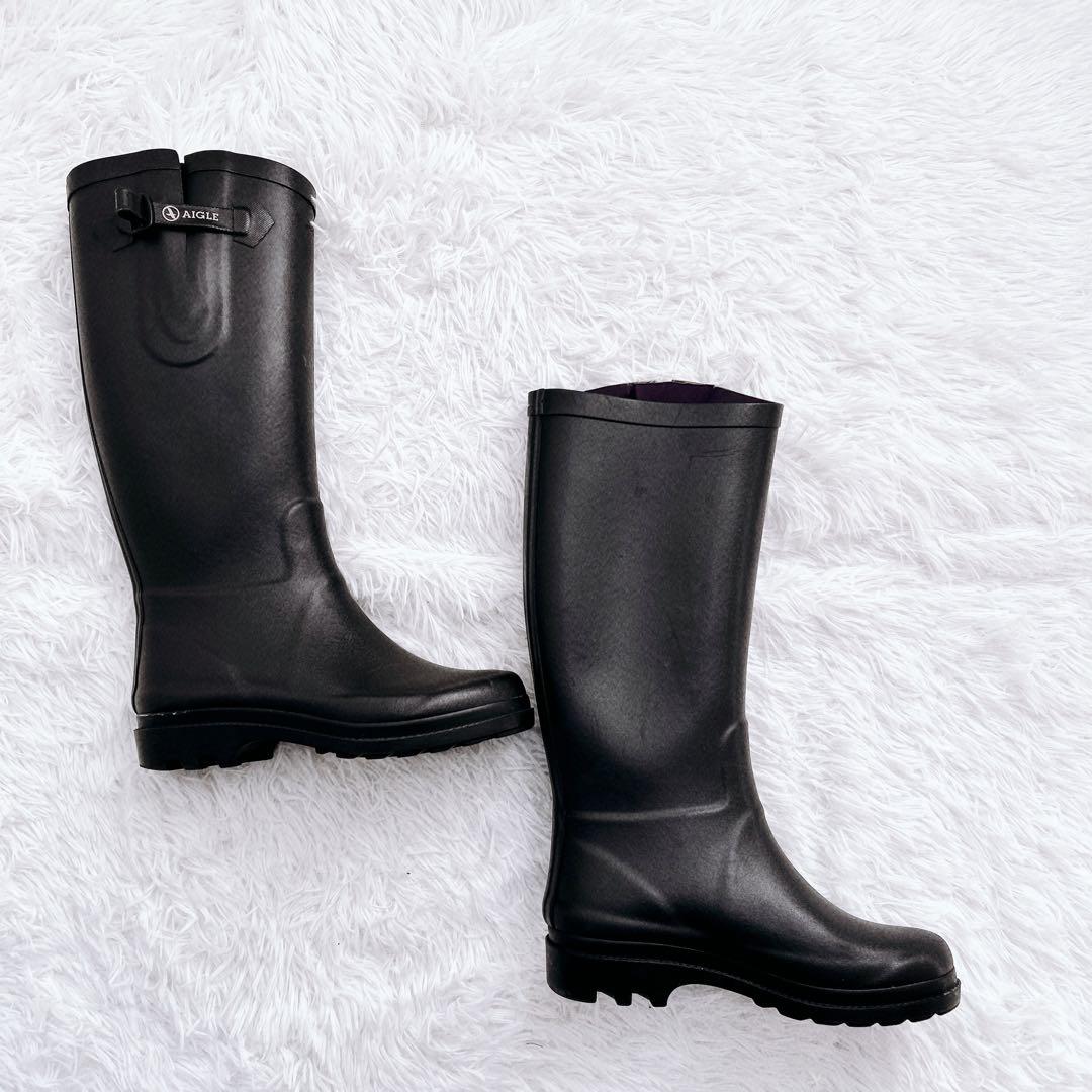 AIGLE 長靴 レインブーツ ブラック サイズ37(24cm)