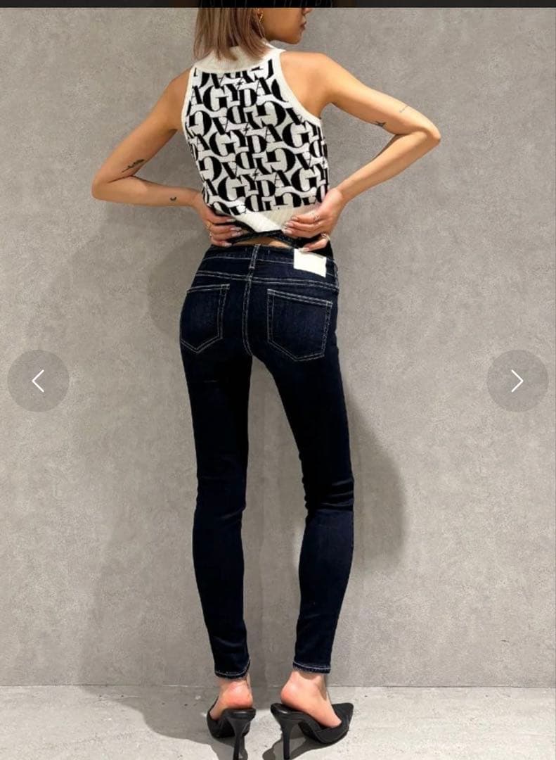 GYDA ハイウエストクロススキニーデニムパンツ Sサイズ ダークブルー