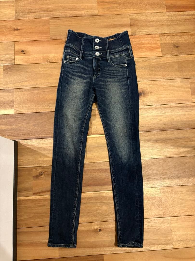GYDA ハイウエストクロススキニーデニムパンツ Sサイズ ダークブルー